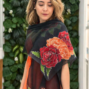 Fular floral pintado a mano