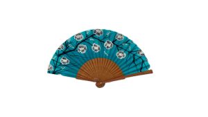 Abanico de Seda Sakura Turquesa